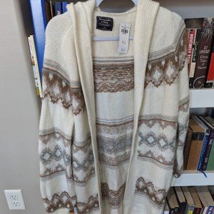 Abercrombie and Fitch | Hoodie Cardigan | Cream and Brown